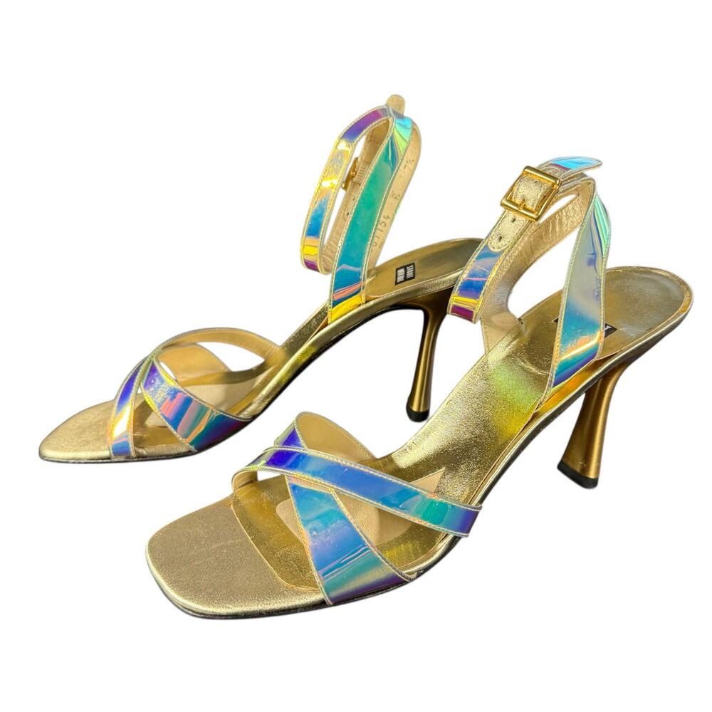 Stuart Weitzman Vintage Monami Mystic Vinyl Iridescent Holographic Heels 7.5 - Picture 7 of 14